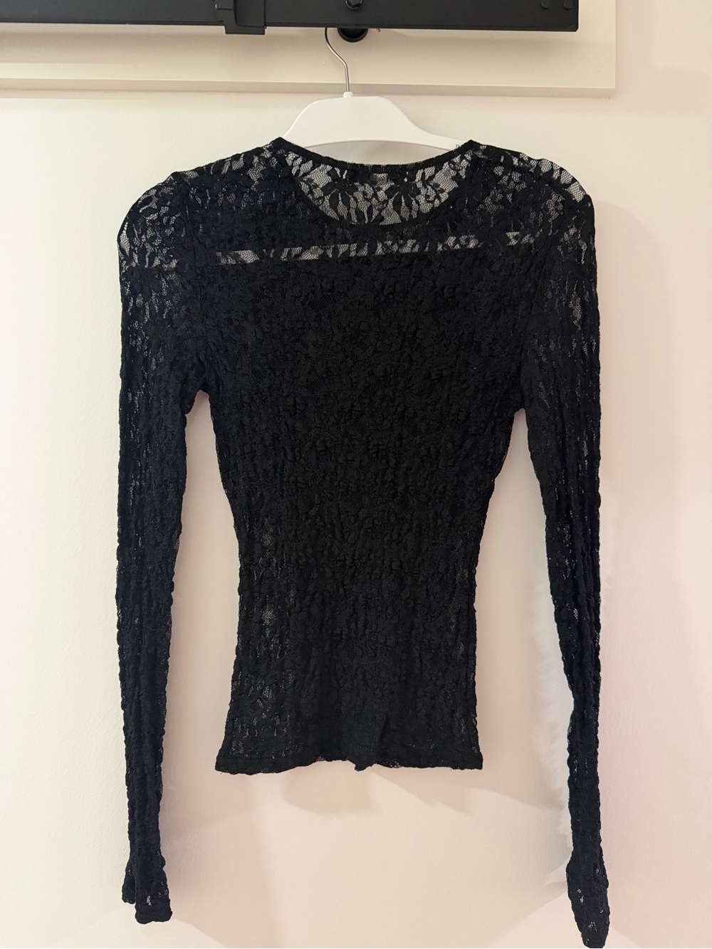 Zara Black Floral Lace Long-Sleeve Top